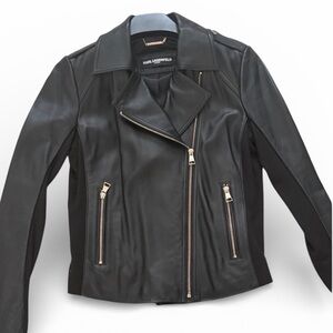 Karl Lagerfeld Sleek Black GENUINE LEATHER Jacket